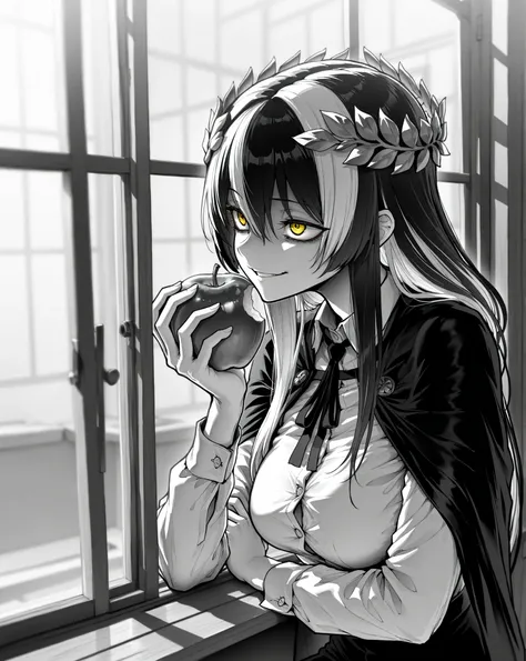 masterpiece, best quality, amazing quality, very aesthetic, high resolution, ultra-detailed, absurdres, (hands:-0.22),
1girl, woman, solo, mature woman, (looking at out of the window, portrait, medium shot:1.19), LineAniAF, monochrome, greyscale, ebiblue, ...