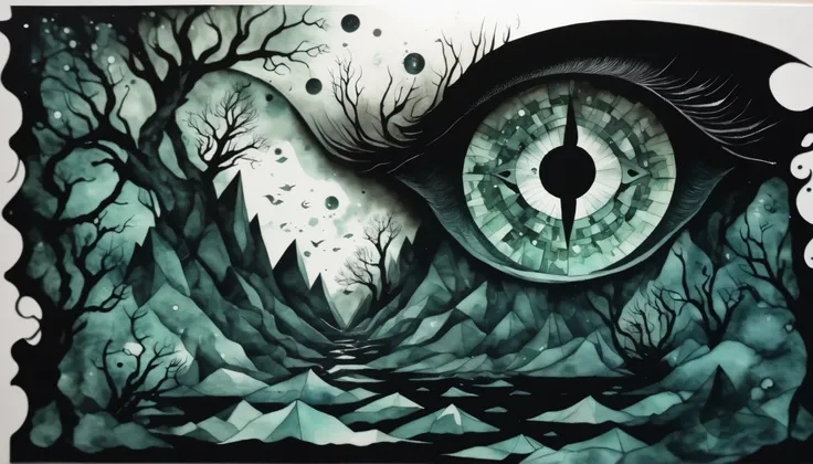 illusionix, watercolor and black ink