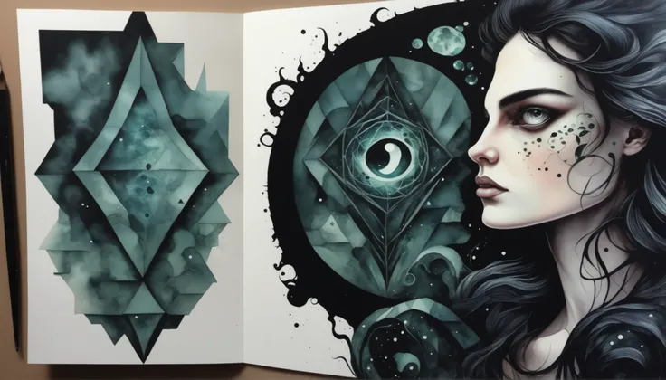 illusionix, watercolor and black ink