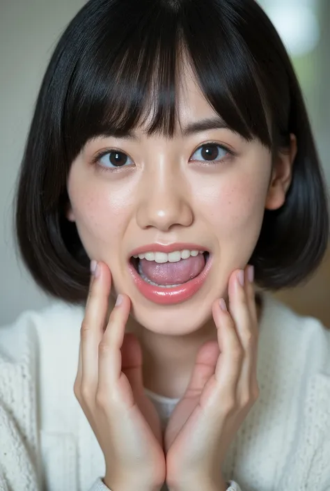 high resolution portrait photos、Japanese woman behind her arm, realistic happy,  masterpiece, perfect quality to hide collarbone, complicated details, professional lighting, alone, 1 girl, Worn,  full body,   black hair,  detailed face,   Beautiful Eyes , ...