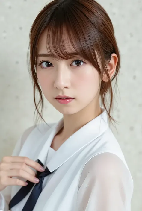 (( best quality)), (( masterpiece)), full body visible、 age 、Super slender beauty、delicate body、A uniform that looks like a high school、shortcuts、Beautiful woman half Japanese and German