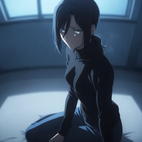 masterpiece, best quality, amazing quality, highres, absurdres, very aesthetic, high resolution, ultra detailed, perfect details, midnight, , indoors, ufotable style, from side, blue hour, from above, (lens flare, blurry background, blue hour), backlight...