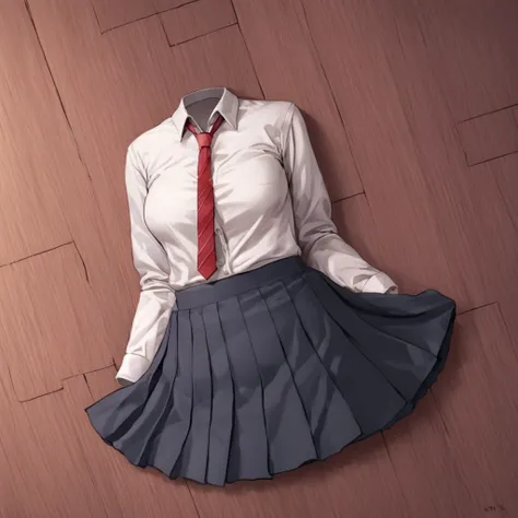 (invisible:1.5, no humans:1.5, headless:1.5, faceless:1.5), ( school skirt, dynamic pose:1.2), lying on bed, (big breast), (best quality, masterpiece:1.2), detailed cloth texture, detailed anime, super fine illustration