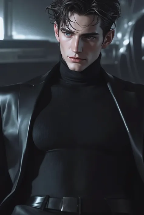 A full-body, ultra-realistic, hyper-detailed European male android, looking at the viewer. Futuristic elegance, a synthetic yet lifelike figure with an athletic, lean build. His flawless, fair synthetic skin mimics human texture with near-invisible seams a...
