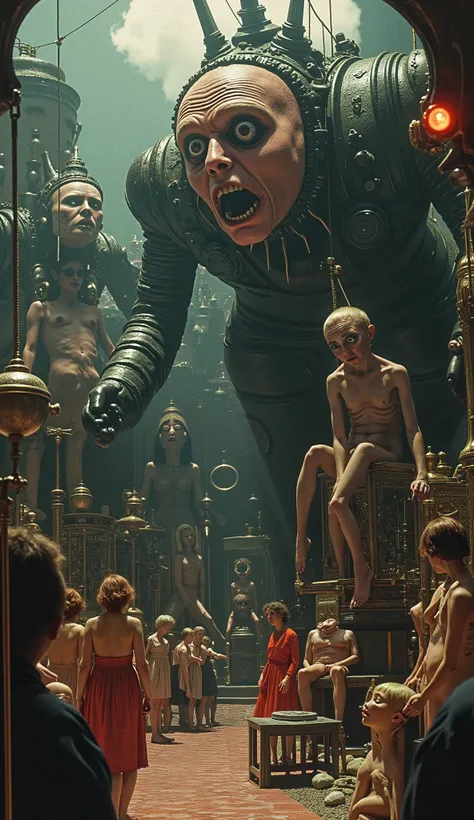Surrealist Psicopop. Intriguing people in the Circus of Horrors. Clockwork Orange film. cinematic. 8K.