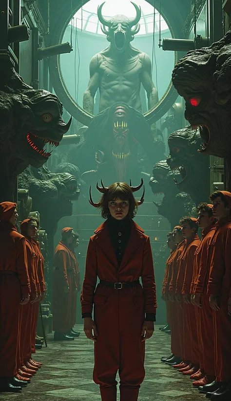Surrealist Psicopop. Intriguing people in the Circus of Horrors. Clockwork Orange film. cinematic. 8K.