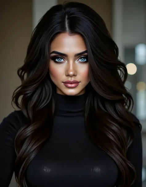 Isabella is buxom and beautiful, with olive skin, perfect piercing eyes and long hair that falls in ringlets to the middle of her back, turtleneck sweater