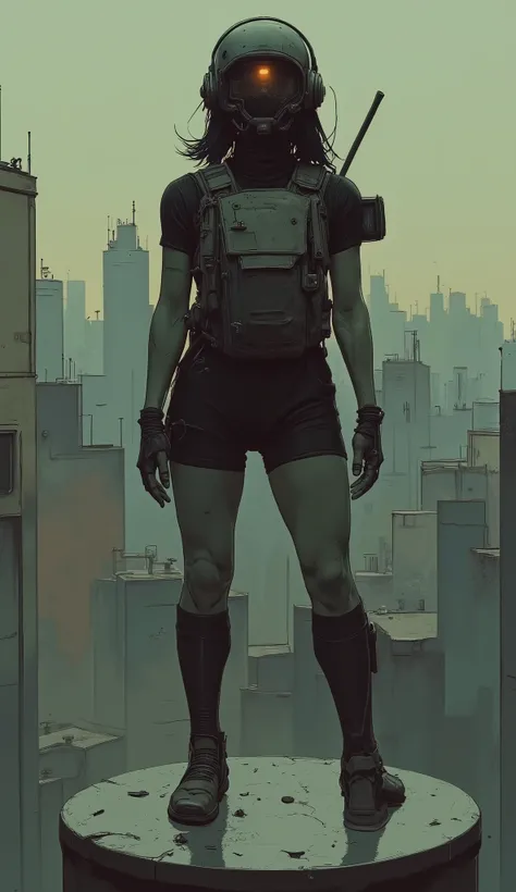 Close-up view of a sci-fi astronaut on a round aluminum pedestal, Shades of white and orange、concept art、giant backpack、:Hiroyuki Tajima, zbrush central contest winner , Neo-Dada , action figure mecha , clock. Kameca Machinarium's Mecha Limbs,powered...
