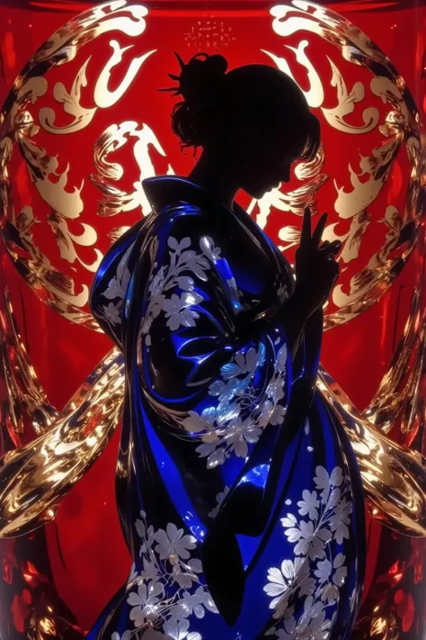 masterpiece,best quality:1.2,photo-realistic、Glasswork、日本のGlasswork、Crafts、Super Detail、silhouette of a woman in a kimono、 dark blue kimono 、dramatic lighting、Sense of luxury、8k,HDR,
　　　　　　　　　　　　　　　　　　　　　　　　　　　　　　　　　　　　　　　　　　　　　　　　　　　　　　　　　　　　　　　　　　　　　　　　　...