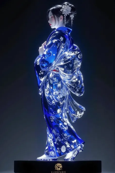 masterpiece,best quality:1.2,photo-realistic、Glasswork、日本のGlasswork、Crafts、Super Detail、silhouette of a woman in a kimono、 dark blue kimono 、dramatic lighting、Sense of luxury、8k,HDR,
　　　　　　　　　　　　　　　　　　　　　　　　　　　　　　　　　　　　　　　　　　　　　　　　　　　　　　　　　　　　　　　　　　　　　　　　　...
