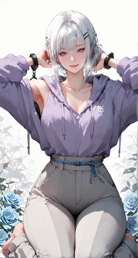 1 girl，hairpin hairstyle，White hair, Cold,   Dark face    ,     high detail, conceptual art, Very detailed page,     high details, high quality, best quality, Dark Purple Eyes, White hair,  beautiful, tall, emotionless,   Dark face   ，｛hairpin hairstyle｝ ,...