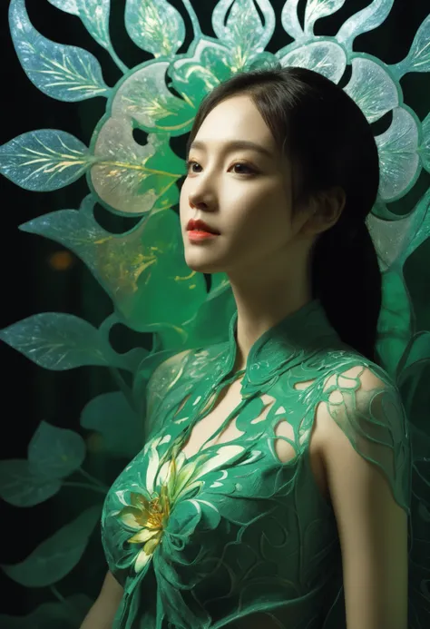 (1 girl:1.3),（lotus）, (whole body:1.2)，そして巨大な胸は超Big Breastsのシーンに映画のような雰囲気を加えます,hell_lady， anatomy correct，fantasy，anatomically correct，  BREAK Sun exposure, reverberation, Experimental photography, surreal contrast, Eye-catching visuals, Artistic abstracti...