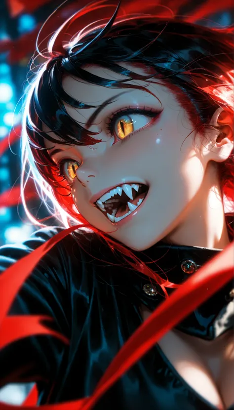  depth of field, high definition image,a lot of details,fangs,vampires