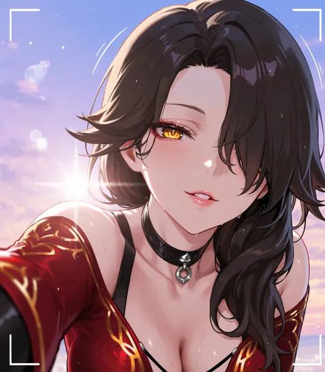 Cinder fall, High Quality, Masterpiece, Parted Lips, Motion Lines, Lens Flare, seductive look, looking at camera