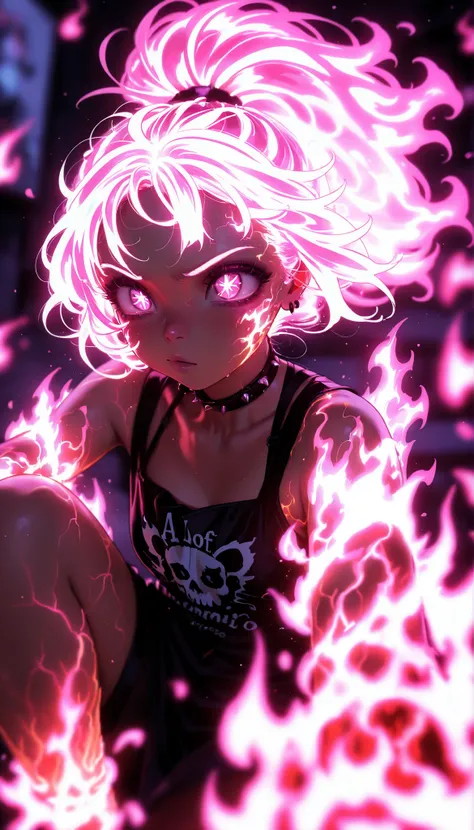 depth of field, high definition image,a lot of details,Chica demonio ,Burning veins