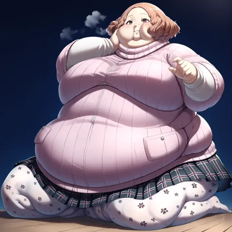 Fat_neck , Fat head , eyes with crushed cheeks , nose with crushed cheeks , mouth with crushed cheeks , chin roll , chubby, obesity, chubby, shortness of breath, Wide angle , Ultra-detailed illustration , masterpiece , top quality , 

 score_9, score_8_up,...