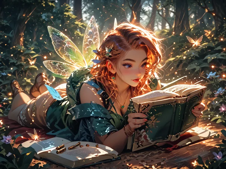 ( Magic in the forest with fairies filled with flowers , snowflakes of various colors an illuminated event takes place and is around ren , Told stories came true coming out of a book like a magic bullet , quality of great reference in the world of short st...