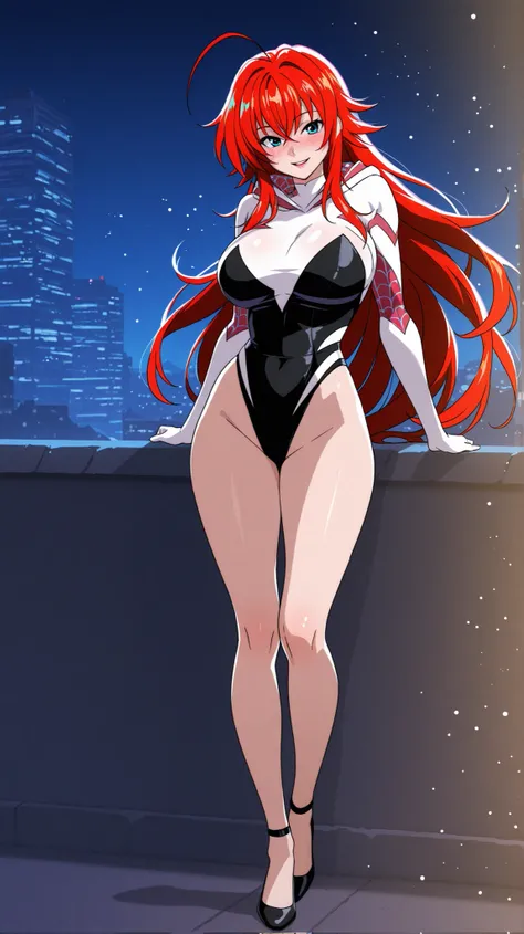 masterpiece, best quality, amazing quality, very aesthetic, absurd, latest, landscape, anime screenshot, rias gremory, 1 girl, alone, red hair, huge ahoge, long hair, deep ocean blue eyes, crisscross bangs, big breasts, looking at viewer, slight smile, (Sp...