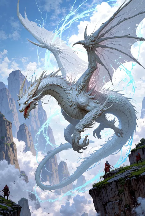 fantasy style, white dragon