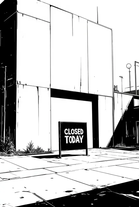 Bauhaus style, A "Closed Today" sign at the entrance to a small art gallery