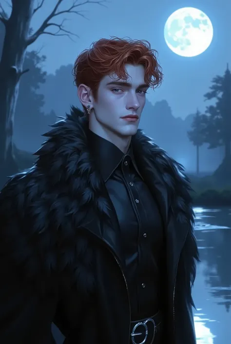 Prompt:
The Black Swan Prince, 20 years old, standing gracefully by a moonlit lake, surrounded by soft mist and glowing reflections, noble and elegant, mysterious and innocent, flawless pale skin, deep violet eyes that shimmer in the moonlight, tousled gi...