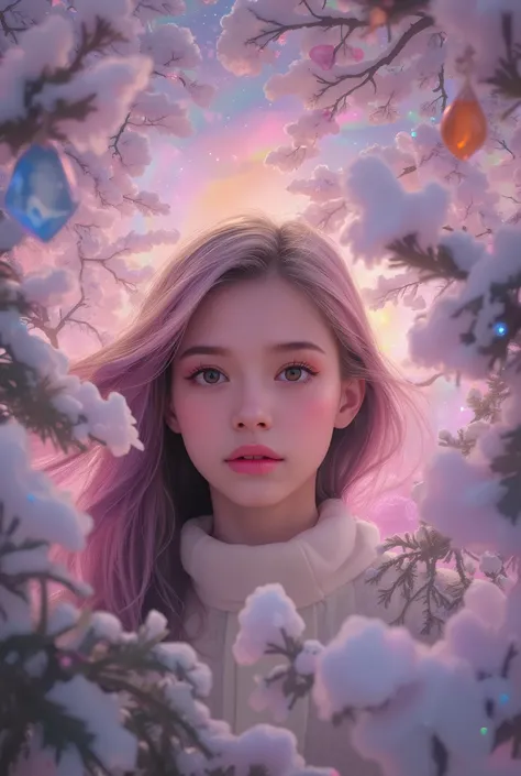 ( fluorescent color :1.4),(translucent:1.4),(Retro filter:1.4), (fantasy:1.4), Candy World Disneyland Aetherial Soft Fluffy Soft Landscape Forest Snow Avatar Pastel Pink Sky Green Blue Sparkle Aetherial Light Pastel Fantasy Light Rainbow Star Diamond Spark...