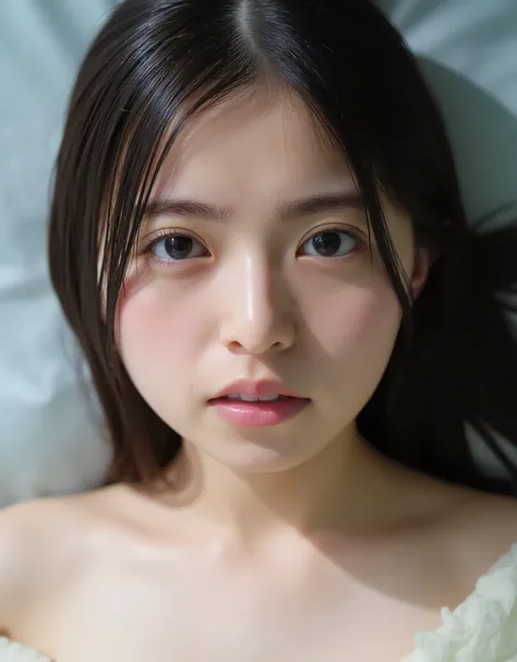 (((((one twentysomething girl:2、Japanese、Baby Face、 white skin))))),detailed顔の質感、detailed口元、 flushed skin、detailed肌の質感、(masterpiece,Top Quality:1.9),8k, detailed,detailed毛穴,reality, bedroom、 on sheets、(Brow wrinkles、Writhe、and open your mouth、drool、Water ...
