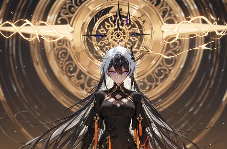 masterpiece, best quality, amazing quality, very aesthetic, high resolution, ultra-detailed, absurdres, (hands:-0.33),
1girl, solo, (looking at viewer, quarter shot, upper body shot:1.19), (KianaHi3, Fol005, Kia_Hof:0.22), smirk, expressionless, white hair...