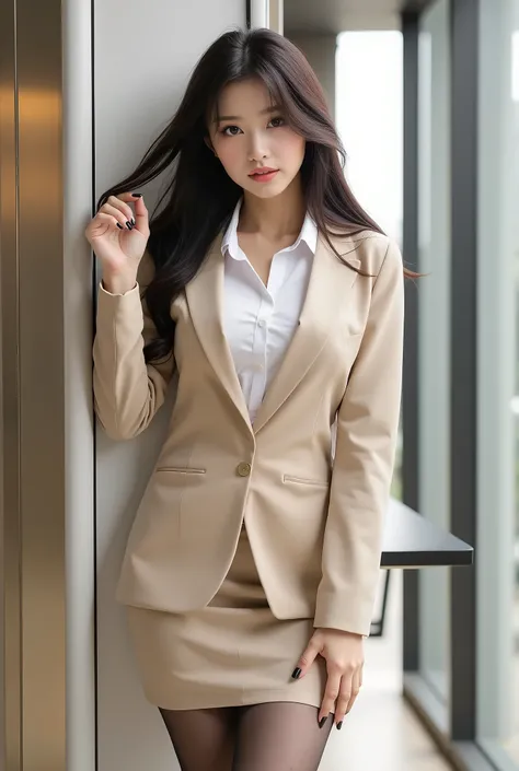 Beautiful female office worker 、 Opposing Pose 、 Sexy Japanese OL Full Body、Sexy pose where the foot is opened by putting weight on one leg、Ultra low angle shooting、Accentuate your long legs、 beautiful feet、 beautiful feet、 beautiful feet、Standing in a ...