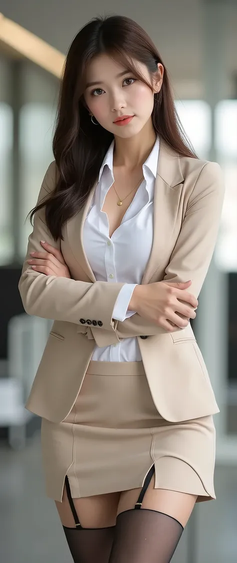 Beautiful female office worker 、 Opposing Pose 、(Sexy Japanese OL Full Body)、Sexy pose where the foot is opened by putting weight on one leg、Ultra low angle shooting、(Accentuate your long legs)、 beautiful feet、 beautiful feet、 beautiful feet、Standing in...