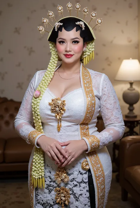 Hijab Women chubby huge boob in kebaya dress