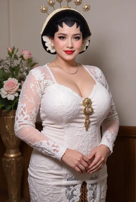 Hijab Women chubby huge boob in kebaya dress