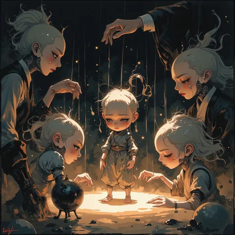 (stage,Puppet:1.3) Zen Ink Wash Sumi-e ,I'm a sad Puppet
You are my puppet use, no matter how many times you run away, you are immediately taken back
Crying and crying in your arms
When the curtain of the dollhouse rises, I dance while being illuminated by...