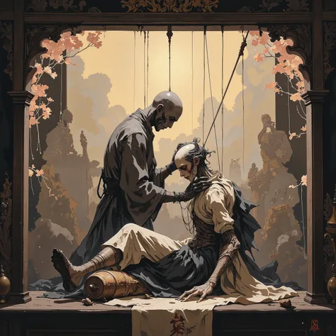 (stage,Puppet:1.3) Zen Ink Wash Sumi-e ,I'm a sad Puppet
You are my puppet use, no matter how many times you run away, you are immediately taken back
Crying and crying in your arms
When the curtain of the dollhouse rises, I dance while being illuminated by...