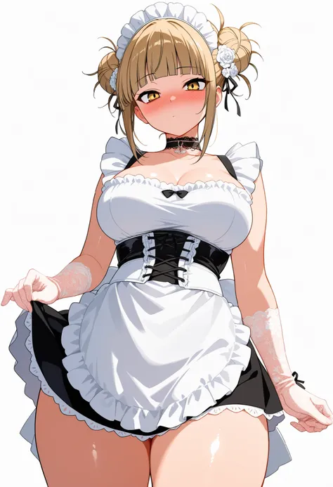 score_9, score_8_up, score_7_up, score_6_up, score_5_up, score_4_up, masterpiece, high quality, BREAK, 1girl, 1girl, white background, simple background, standing, nice legs, looking at viewer, nose blush, shiny legs, shiny body, shiny hair, clear skin, cl...