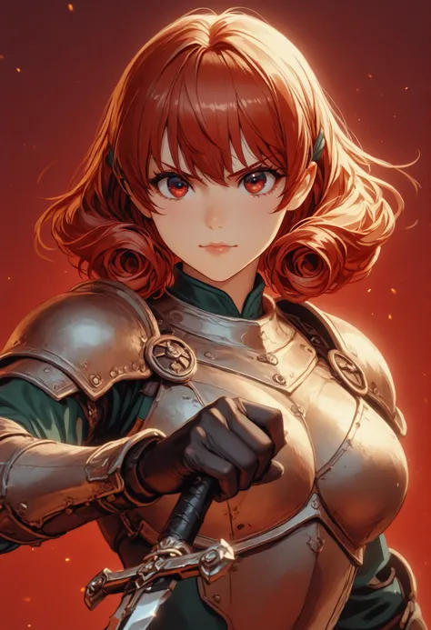 Portrait of a Hobbit heroine Faced with a pure white, a small but imposing figure: a hobbit of approximately 110 centimeters in height, with a presence that defies her size.Cabello: , and an intense red that frames his face with energy and determination. e...