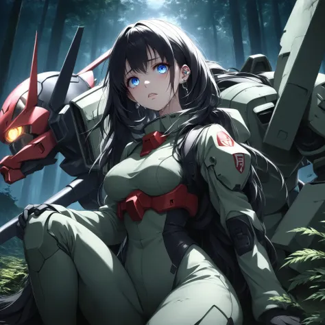  ((extreme quality)), ((Masterpiece)), (( Enrich the picture, Masterpiece level quality)), black hair , Mid-length Layers hair , medium breasts , blue eyes , fierce woman , extreme eyes details, raw 4k, perfect proportions , extreme hair detailed, extreme ...