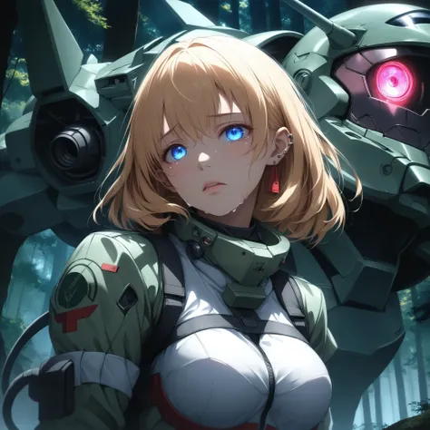  ((extreme quality)), ((Masterpiece)), (( Enrich the picture, Masterpiece level quality)), golden hair , Mid-length Layers hair , medium breasts , blue eyes , fierce woman , extreme eyes details, raw 4k, perfect proportions , extreme hair detailed, extreme...