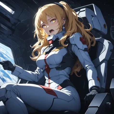  ((extreme quality)), ((Masterpiece)), (( Enrich the picture, Masterpiece level quality)), golden hair , Mid-length Layers hair, medium breasts , golden eyes , fierce woman , extreme eyes details, raw 4k, perfect proportions , extreme hair detailed, extrem...