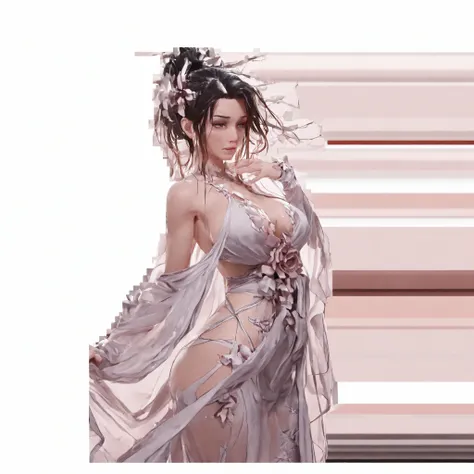 Front view of a woman，Extra large cup， are perfectly detailed，has exquisite facial features， Clothes are exquisite ，forest background， Game Character Design ，3D Rendering