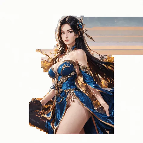 Front view of a woman，Extra large cup， are perfectly detailed，has exquisite facial features， Clothes are exquisite ，forest background， Game Character Design ，3D Rendering