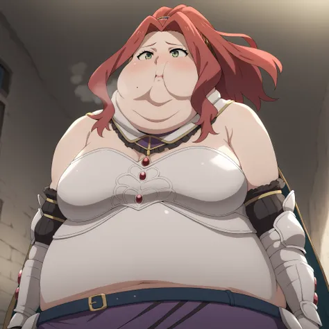 Fat_neck , Fat head , eyes with crushed cheeks , nose with crushed cheeks , mouth with crushed cheeks , chin roll , chubby, obesity, chubby, shortness of breath, Wide angle , Ultra-detailed illustration , masterpiece , top quality ,
score_9, score_8_up,...
