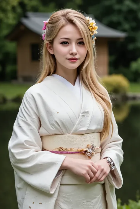long wave blonde(is wearing a gorgeous kimono)20 year old very thin chin((golden dyed strong wavy hair))20 year old woman's slack((golden long strong wavy hair))very long and bushy lashes((big eyes、large drooling))Beautiful, smooth, silky skin(beautiful 20...