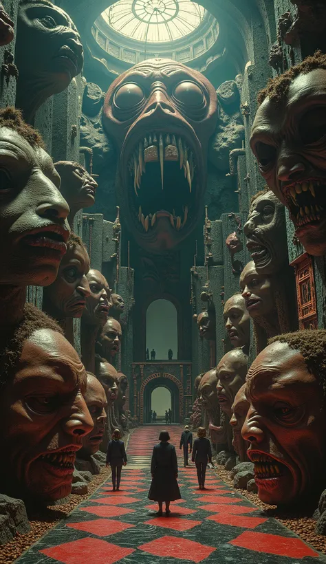 Surrealist Psicopop. Intriguing people in the Circus of Horrors. Clockwork Orange film. cinematic. 8K.