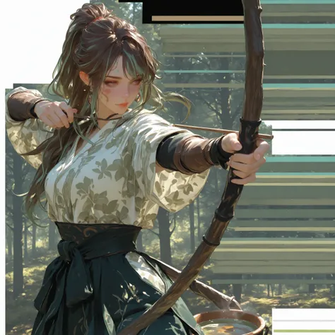 Front view of a woman,Extra large cup, are perfectly detailed,has exquisite facial features, Clothes are exquisite ,forest background, Game Character Design ,3D Rendering