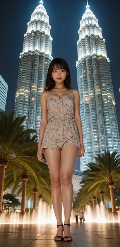 super real, photorealistic, dramatic scene, global lighting, solo, (Age Famous Japanese Idol Girl), A very pretty and delicate Japanese girl, very beautiful、Extremely cute cool face, , slim waist, (I'm wearing casual cute summer clothes with a floral patte...