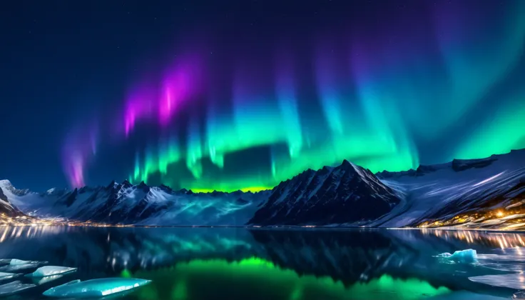 Ultra HD,high precision,High Quality,Spectacular views,(Beautiful starry skies and galaxies:1.5),(auroras swirling through the night sky:1.5),(Beautiful starry skies and galaxies:1.5),(Alps towering in the center:1.5),(Vivid green, purple, and bright blue ...