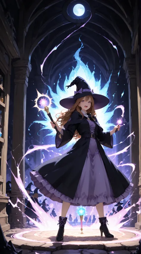  Witch, Energy gathered in a magic wand, whirlwind, 