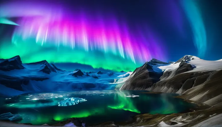 Ultra HD,high precision,High Quality,Spectacular views,(Beautiful shining star々and the galaxy:1.5),(auroras swirling through the night sky:1.5),(Beautiful shining star々and the galaxy:1.5),(Alps towering in the center:1.5),(Vivid green, purple, and bright b...