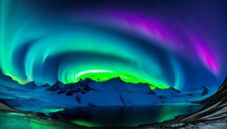 Ultra HD,high precision,High Quality,Spectacular views,(Beautiful shining star々and the galaxy:1.5),(auroras swirling through the night sky:1.5),(Beautiful shining star々and the galaxy:1.5),(Alps towering in the center:1.5),(Vivid green, purple, and bright b...